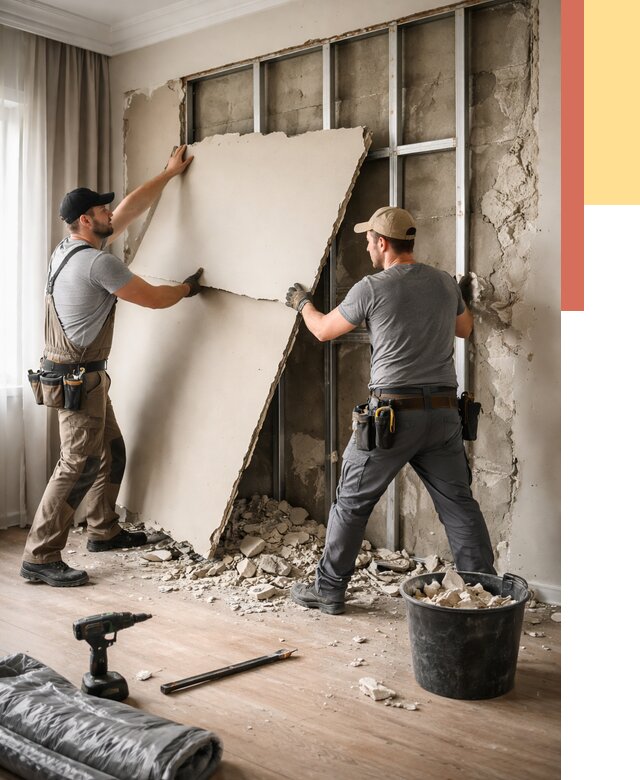 Демонтаж гипсокартона со стен в Димитровграде от 361 руб. — услуги демонтажа | ОТДЕЛОЧНИК-Дмт