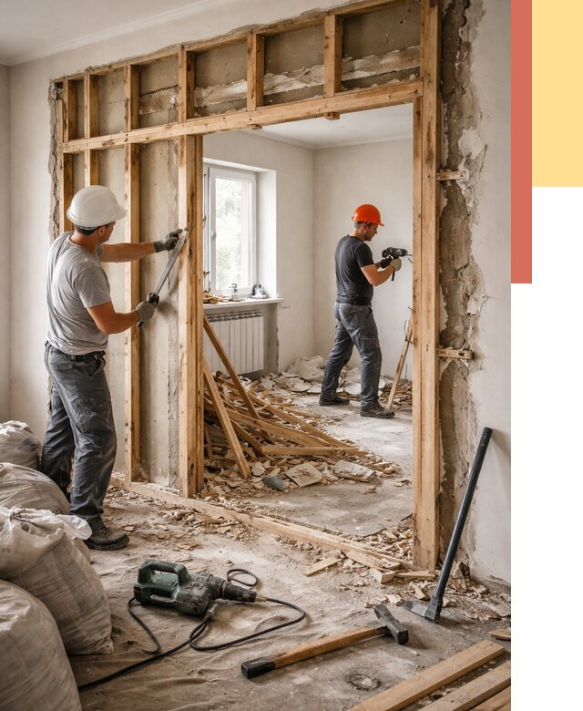 Демонтаж деревянных перегородок в Димитровграде от 3297 руб. — быстро и недорого | ОТДЕЛОЧНИК-Дмт