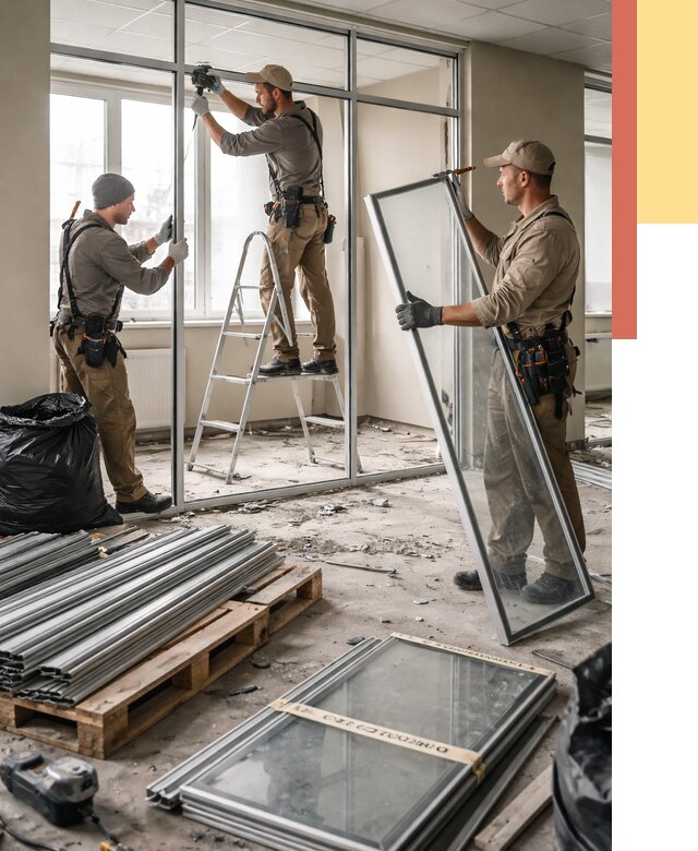 Демонтаж алюминиевых перегородок в Димитровграде от 4327 руб. — быстро и недорого | ОТДЕЛОЧНИК-Дмт