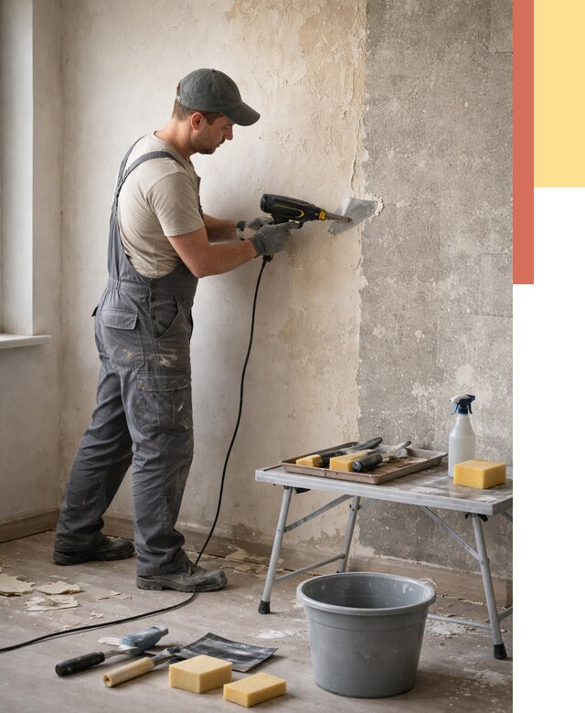 Очистка стен от клея в Димитровграде от 1906 руб. — снятие и удаление клея со стен | ОТДЕЛОЧНИК-Дмт