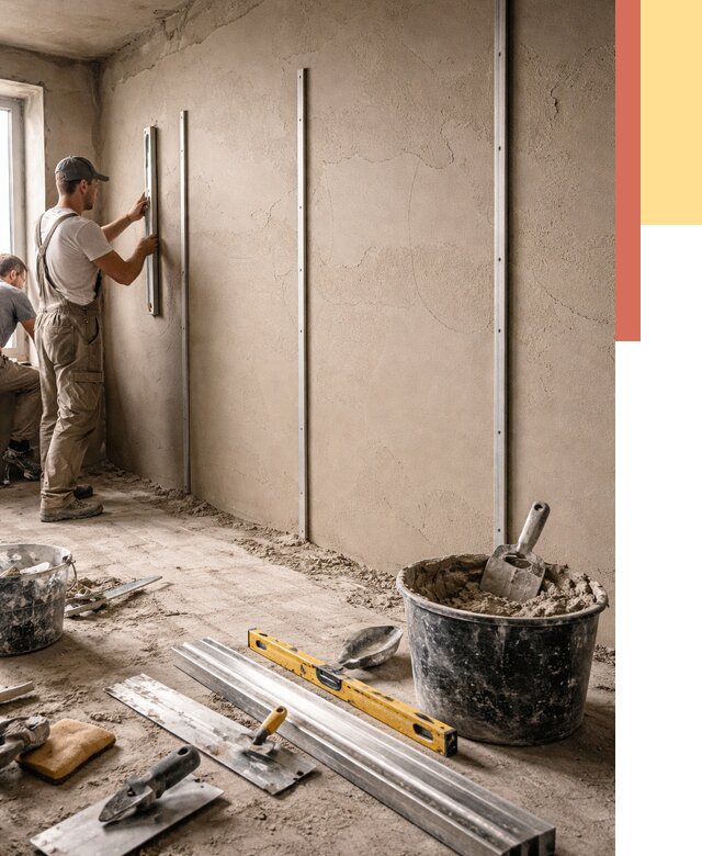 Штукатурка стен по маякам в Димитровграде от 5667 руб./м² — выравнивание под ключ | ОТДЕЛОЧНИК-Дмт