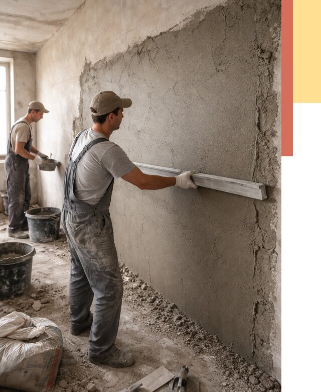 Цементная штукатурка стен в Димитровграде от 4636 руб/м2 — быстро и недорого | ОТДЕЛОЧНИК-Дмт