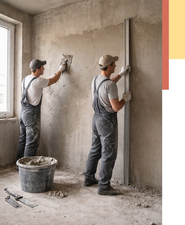 Штукатурка бетонных стен в Димитровграде от 4636 руб/м² — качественно и быстро | ОТДЕЛОЧНИК-Дмт