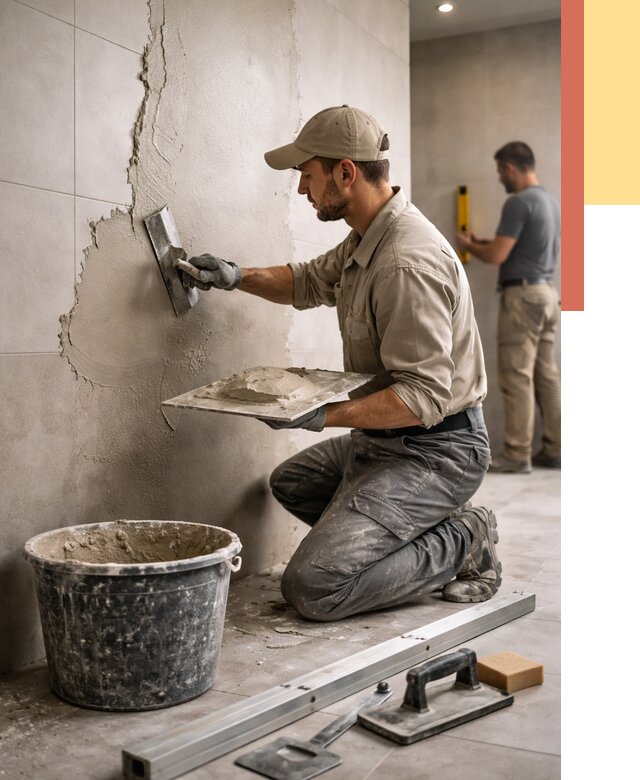 Штукатурка стен в ванной в Димитровграде от 4636 руб./м² — выравнивание под ключ | ОТДЕЛОЧНИК-Дмт