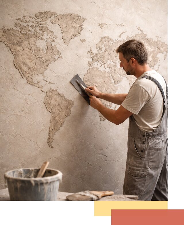 Декоративная штукатурка «Карта мира» под ключ в Димитровграде