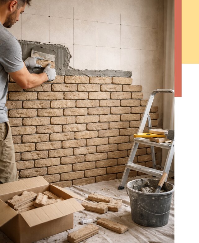 Монтаж декоративного кирпича в Димитровграде от 3297 руб./м² — быстро и недорого | ОТДЕЛОЧНИК-Дмт