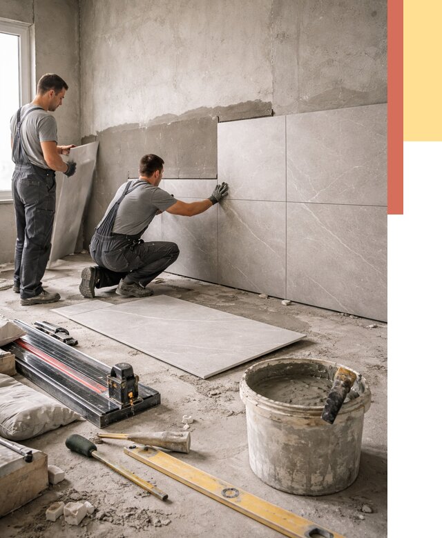 Облицовка стен керамогранитом в Димитровграде от 4327 руб./м² — услуги под ключ | ОТДЕЛОЧНИК-Дмт