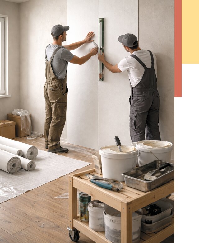 Поклейка стеклообоев в Димитровграде от 6697 руб. за м2 — быстро и недорого | ОТДЕЛОЧНИК-Дмт