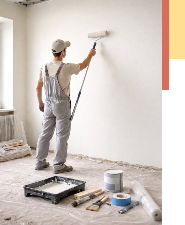 Покраска стен водоэмульсионной краской в Димитровграде от 464 руб. за м² | ОТДЕЛОЧНИК-Дмт