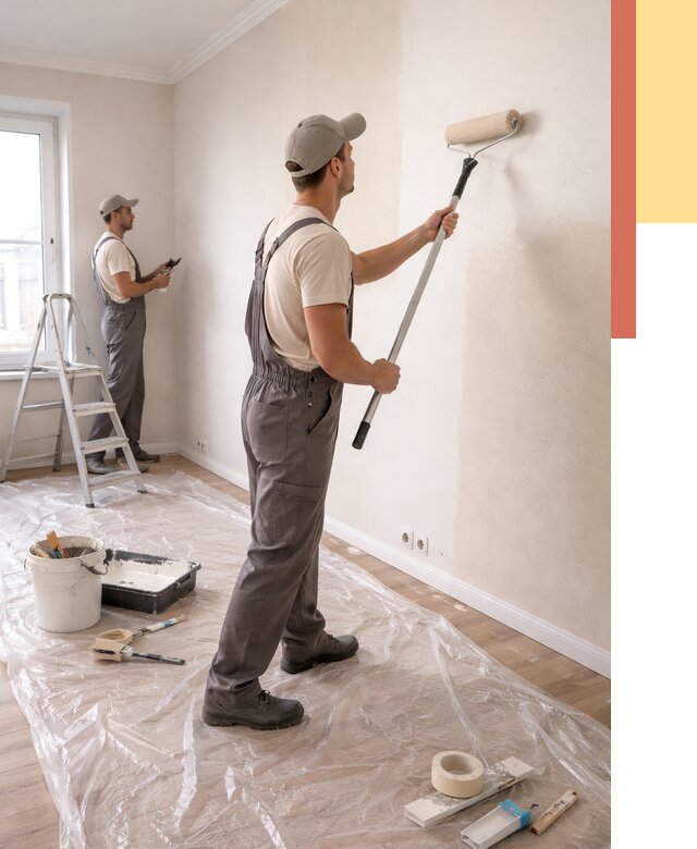 Покраска стен акриловой краской в Димитровграде от 3606 руб./м² — быстро и недорого | ОТДЕЛОЧНИК-Дмт