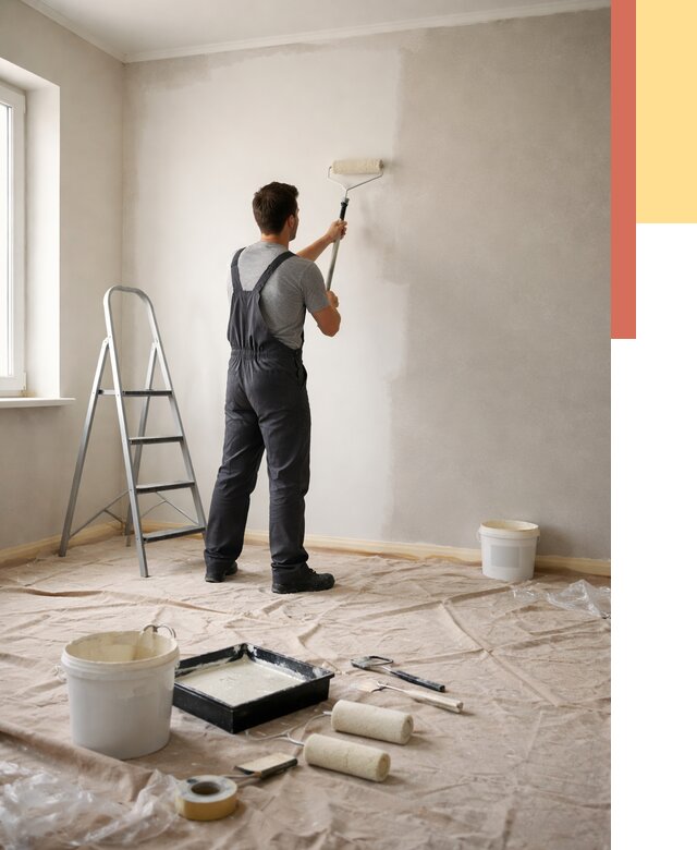 Покраска стен моющейся краской в Димитровграде от 361 руб./м² — быстро и недорого | ОТДЕЛОЧНИК-Дмт