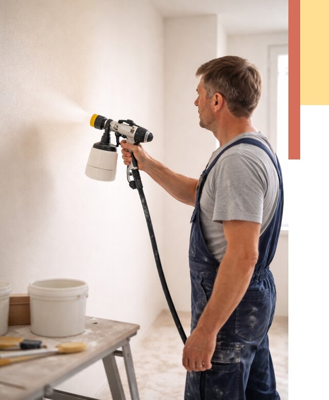 Покраска стен краскопультом в Димитровграде от 7727 руб. — механизированная покраска | ОТДЕЛОЧНИК-Дмт