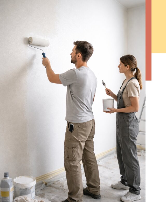 Окраска стен по стеклохолсту в Димитровграде от 4636 руб/м² под ключ | ОТДЕЛОЧНИК-Дмт