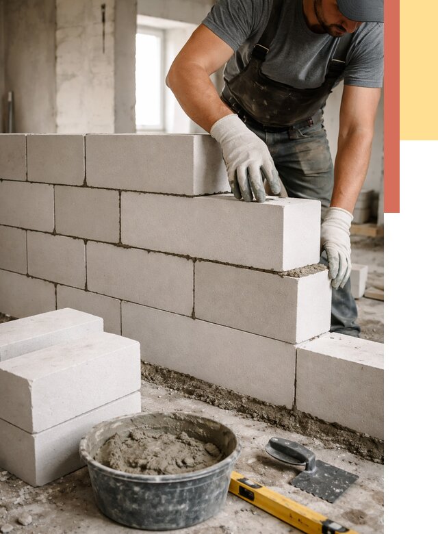 Кладка перегородок из силикатного блока в Димитровграде от 4121 руб. под ключ | ОТДЕЛОЧНИК-Дмт