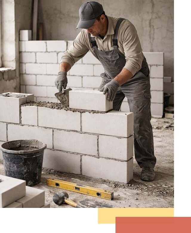 Кладка перегородок из силикатного блока в Димитровграде