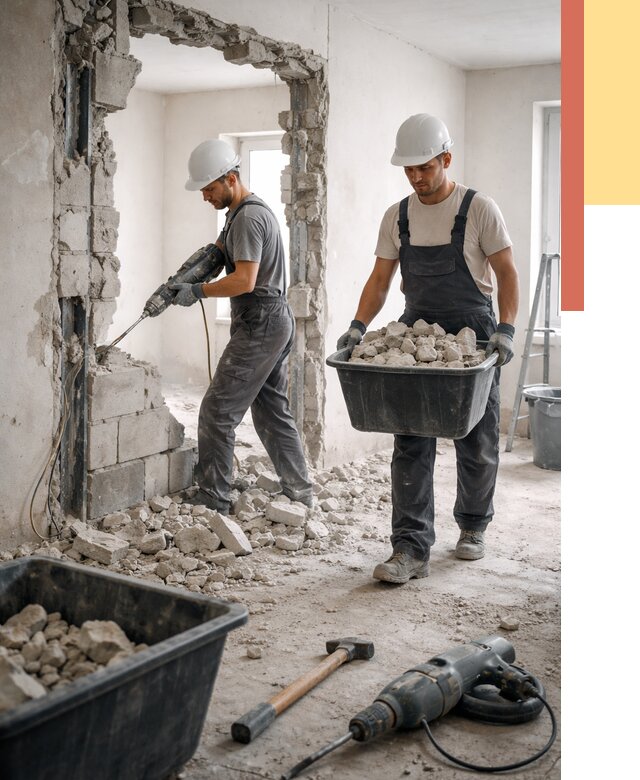 Демонтаж блоковых перегородок в Димитровграде от 3864 руб. — быстро и недорого | ОТДЕЛОЧНИК-Дмт