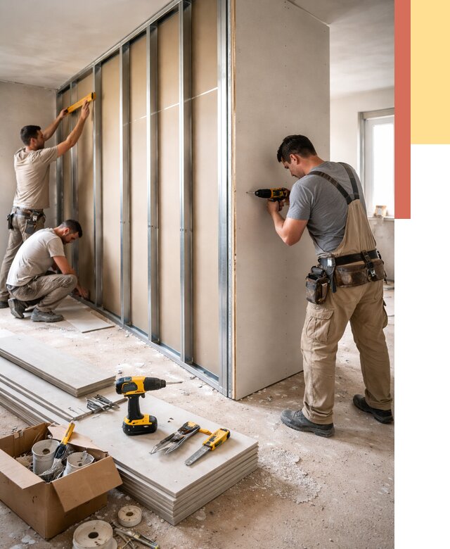 Монтаж однослойной перегородки из гипсокартона в Димитровграде от 670 руб. | ОТДЕЛОЧНИК-Дмт