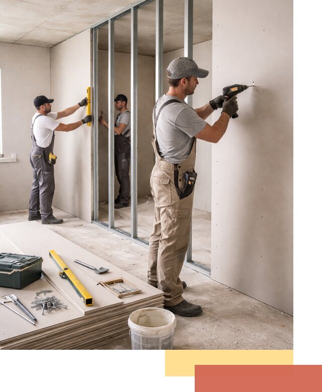 Однослойная перегородка из гипсокартона в Димитровграде под ключ, монтаж и отделка