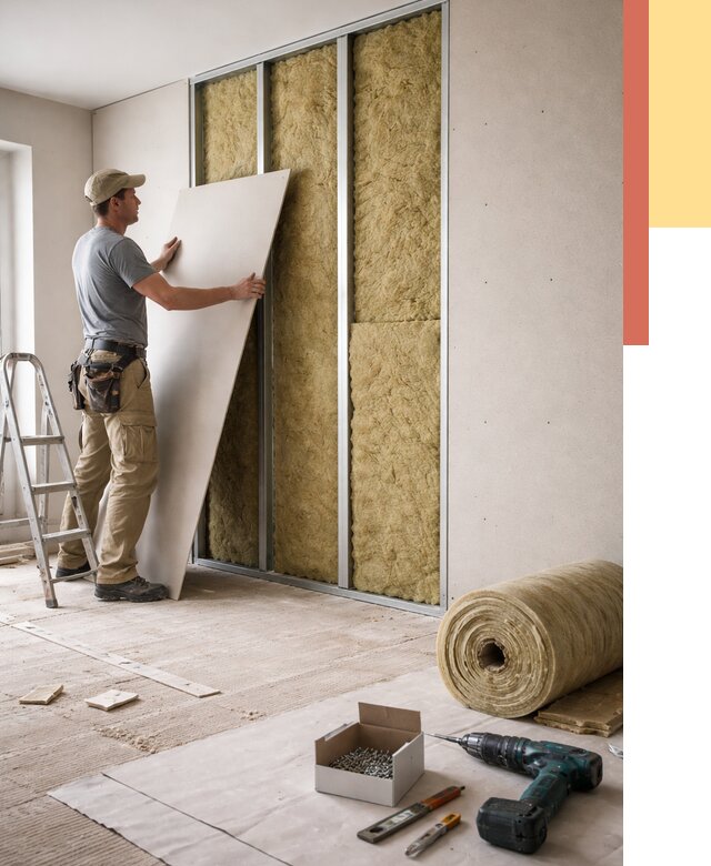 Перегородка из гипсокартона с шумоизоляцией в Димитровграде от 3215 руб. | ОТДЕЛОЧНИК-Дмт