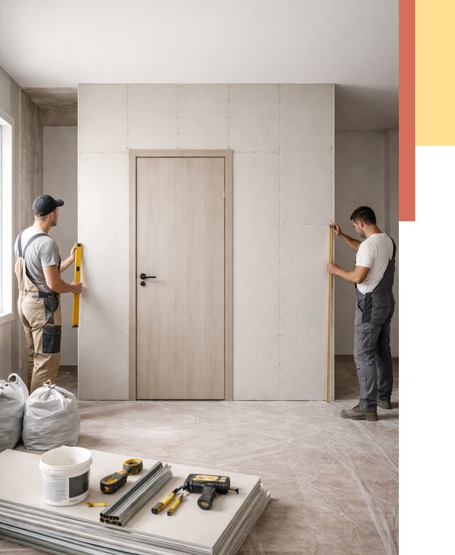 Перегородка из гипсокартона с дверью в Димитровграде от 4636 руб. под ключ | ОТДЕЛОЧНИК-Дмт