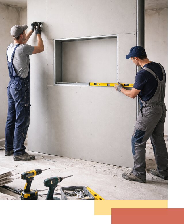 Перегородка из гипсокартона с нишей под декор в Димитровграде