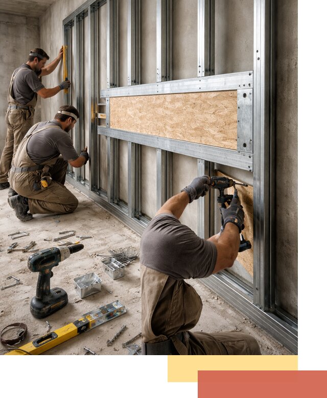 Усиленная перегородка для крепления тяжёлых конструкций в Димитровграде