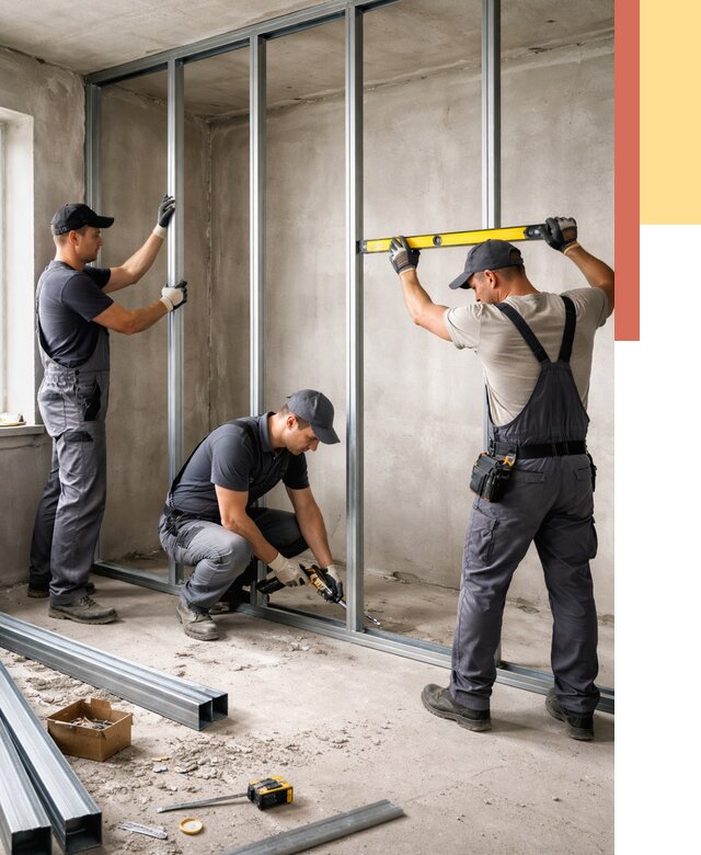 Монтаж каркаса перегородки из профиля в Димитровграде от 773 руб. | ОТДЕЛОЧНИК-Дмт