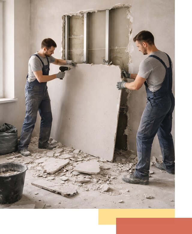 Демонтаж перегородки из гипсокартона в Димитровграде быстрый и аккуратный