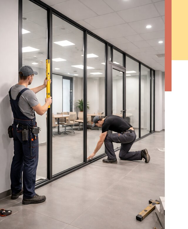 Каркасные стеклянные перегородки в Димитровграде под ключ от 9479 руб. | ОТДЕЛОЧНИК-Дмт