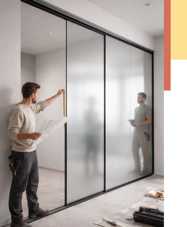 Матовые стеклянные перегородки в Димитровграде от 8758 руб. — монтаж и установка | ОТДЕЛОЧНИК-Дмт