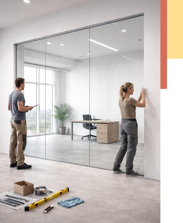 Перегородки из закаленного стекла в Димитровграде от 9788 руб. под ключ | ОТДЕЛОЧНИК-Дмт