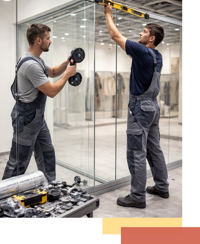 Стеклянные перегородки для магазинов в Димитровграде — монтаж и установка