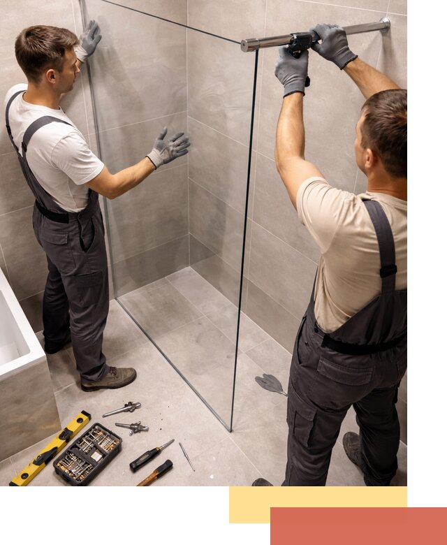 Стеклянные перегородки для душа в Димитровграде — изготовление и монтаж