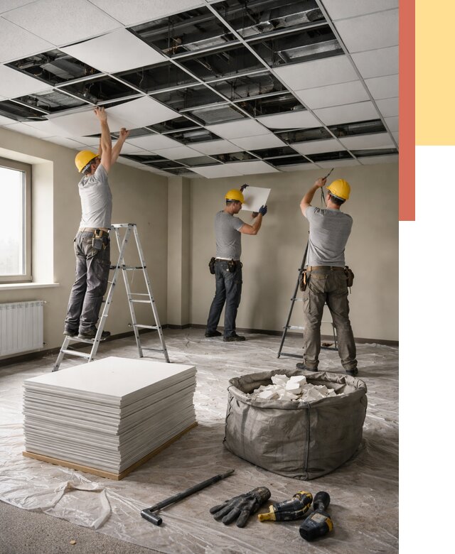 Демонтаж потолка Армстронг в Димитровграде от 4636 руб. быстро и недорого | ОТДЕЛОЧНИК-Дмт