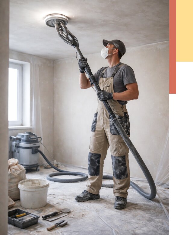 Шлифовка потолка в Димитровграде от 3606 руб. — услуги шлифования потолка | ОТДЕЛОЧНИК-Дмт