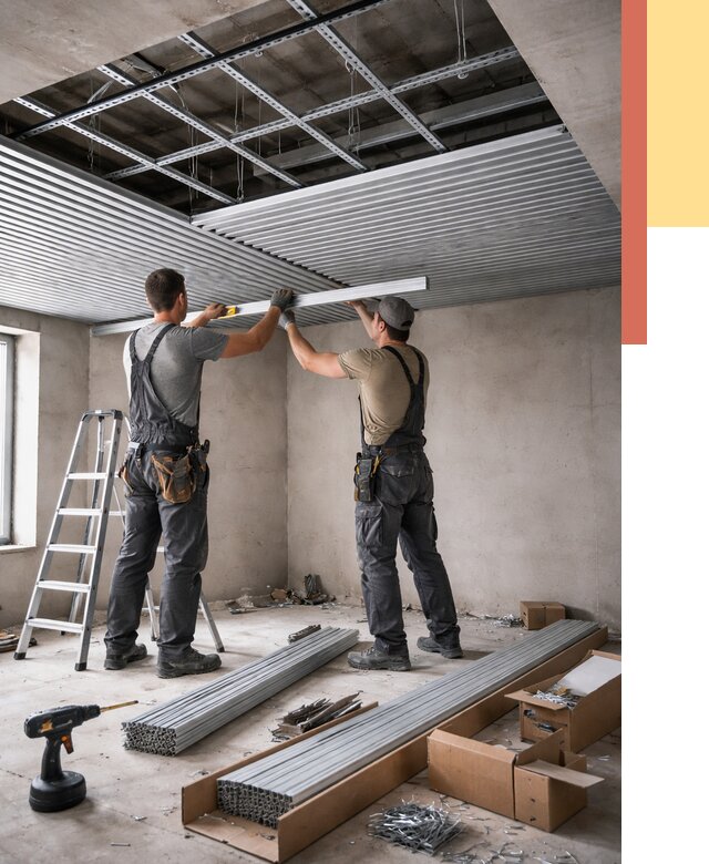 Монтаж реечного потолка в Димитровграде от 4636 руб. под ключ | ОТДЕЛОЧНИК-Дмт