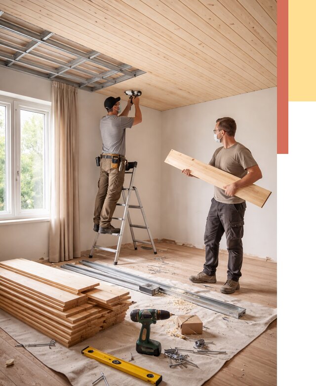 Монтаж потолка из вагонки в Димитровграде от 6697 руб. | Быстро и недорого — ОТДЕЛОЧНИК-Дмт