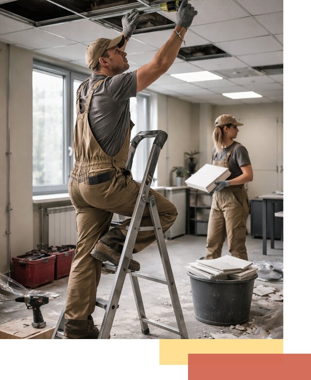 Ремонт потолка Армстронг и замена плит в Димитровграде