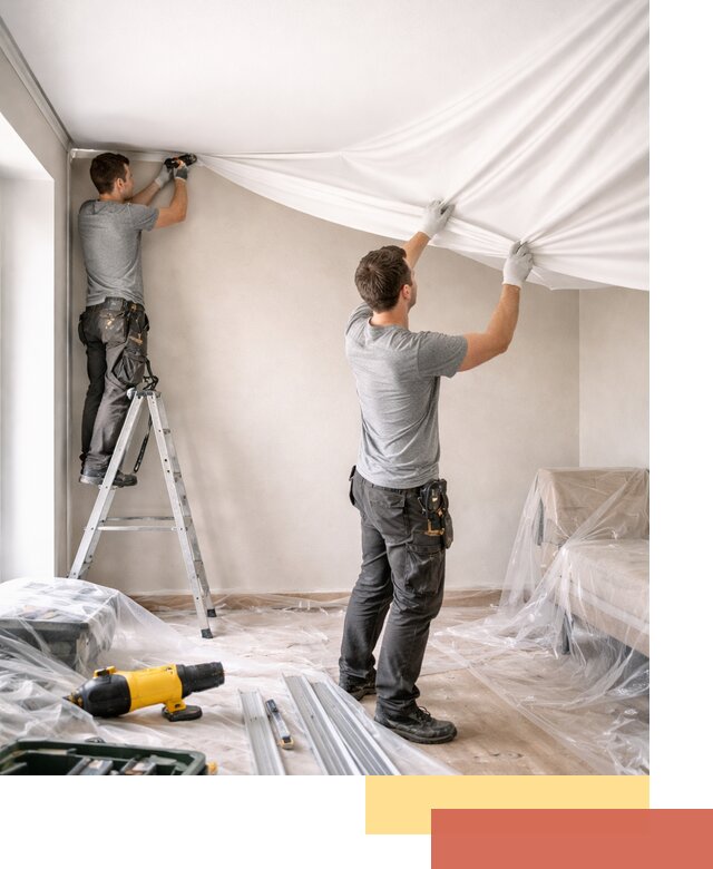 Монтаж тканевого натяжного потолка в Димитровграде недорого и быстро