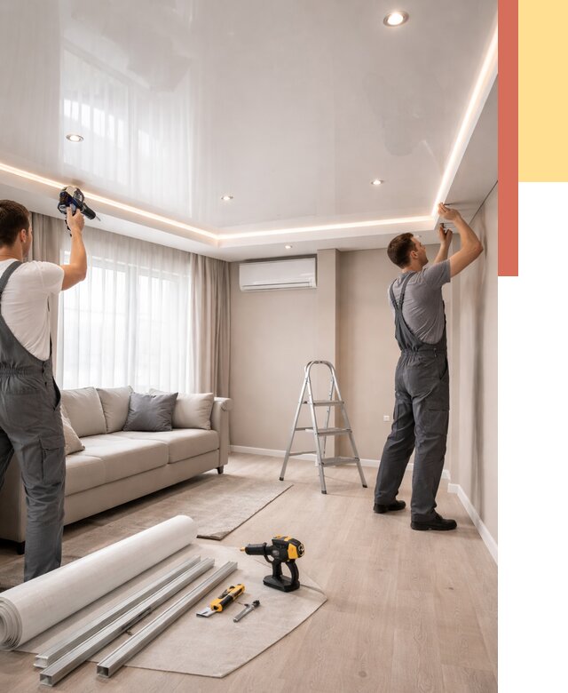 Монтаж глянцевого натяжного потолка в Димитровграде от 773 руб. под ключ | ОТДЕЛОЧНИК-Дмт