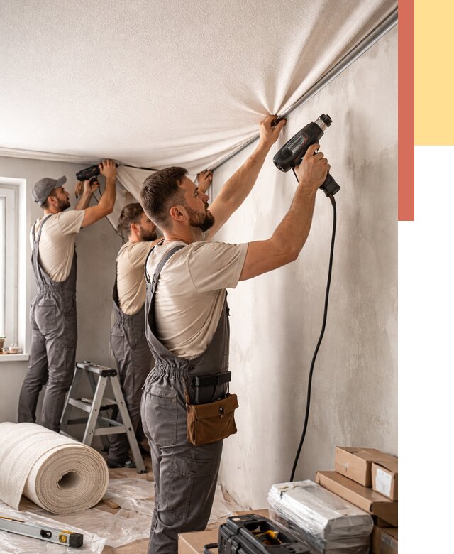 Монтаж фактурного натяжного потолка в Димитровграде от 773 руб. — ОТДЕЛОЧНИК-Дмт