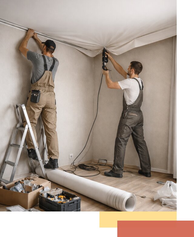 Монтаж цветного натяжного потолка в Димитровграде за один день