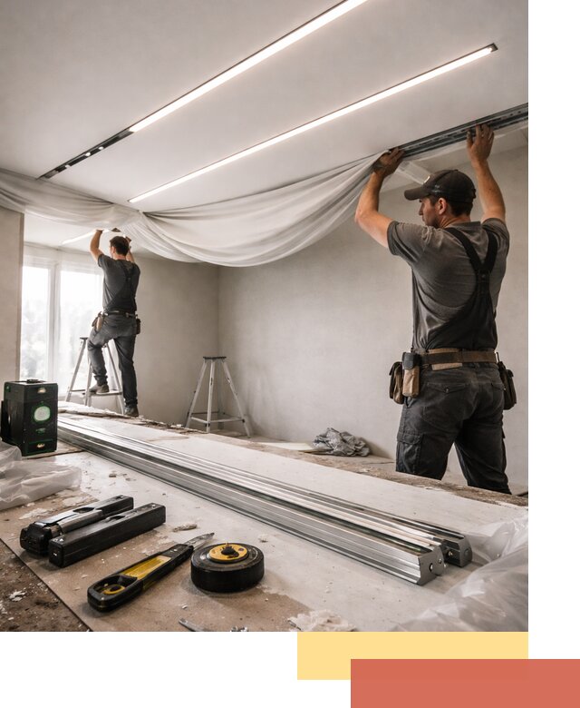 Монтаж натяжных потолков со световыми линиями в Димитровграде