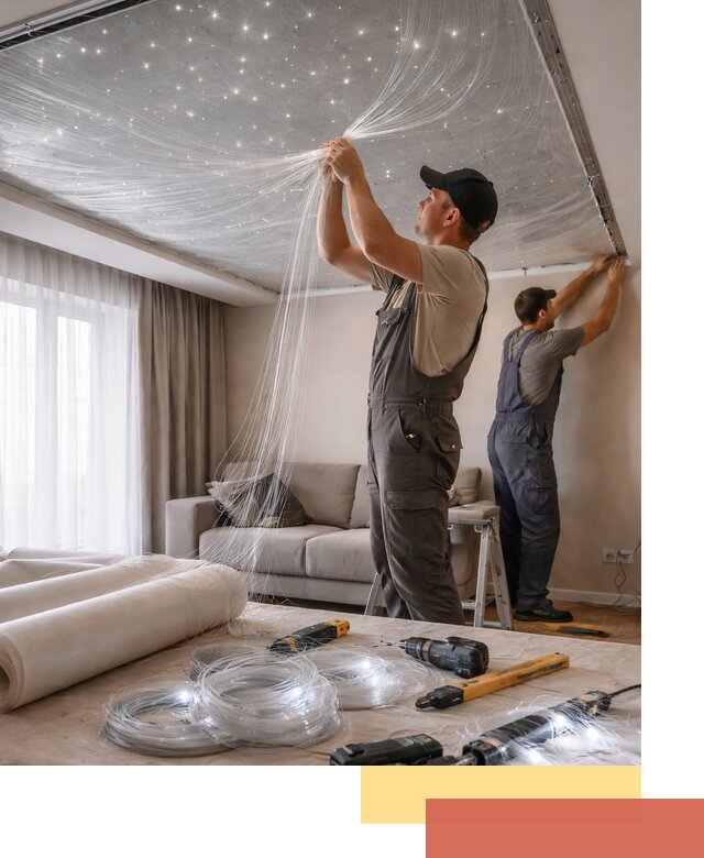 Монтаж натяжного потолка «Звездное небо» в Димитровграде