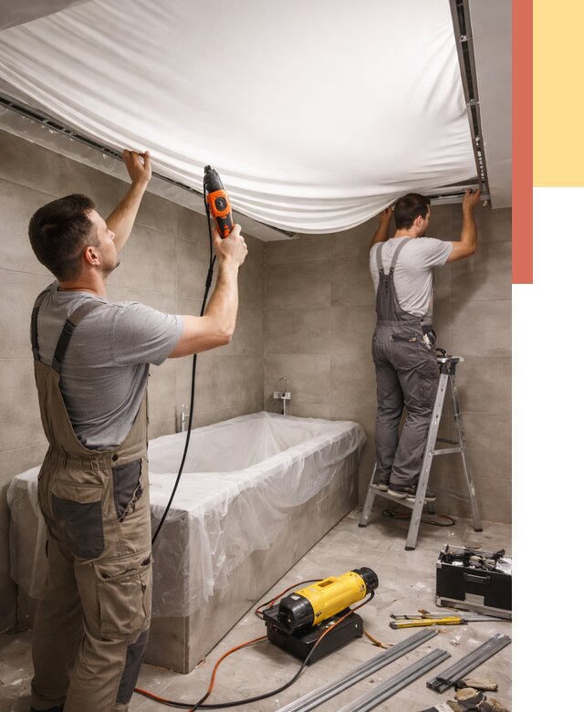 Монтаж натяжного потолка в ванной в Димитровграде от 1236 руб. под ключ | ОТДЕЛОЧНИК-Дмт