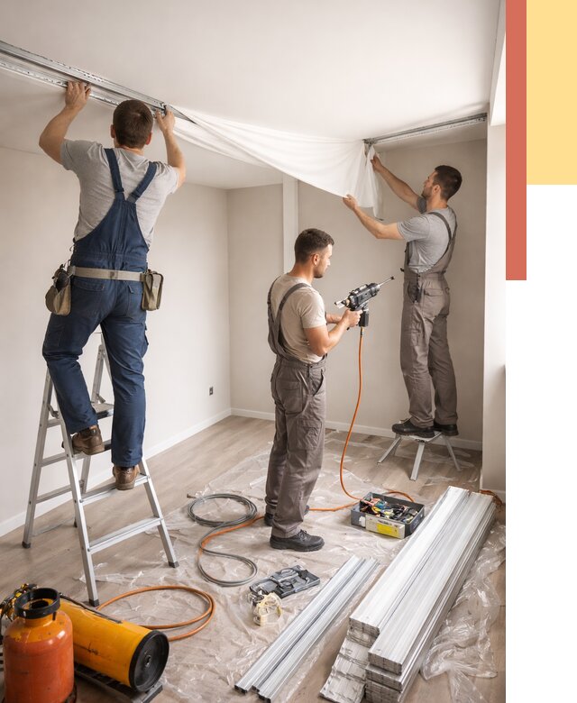 Монтаж натяжного потолка в студии в Димитровграде от 5667 руб. — быстро и недорого | ОТДЕЛОЧНИК-Дмт