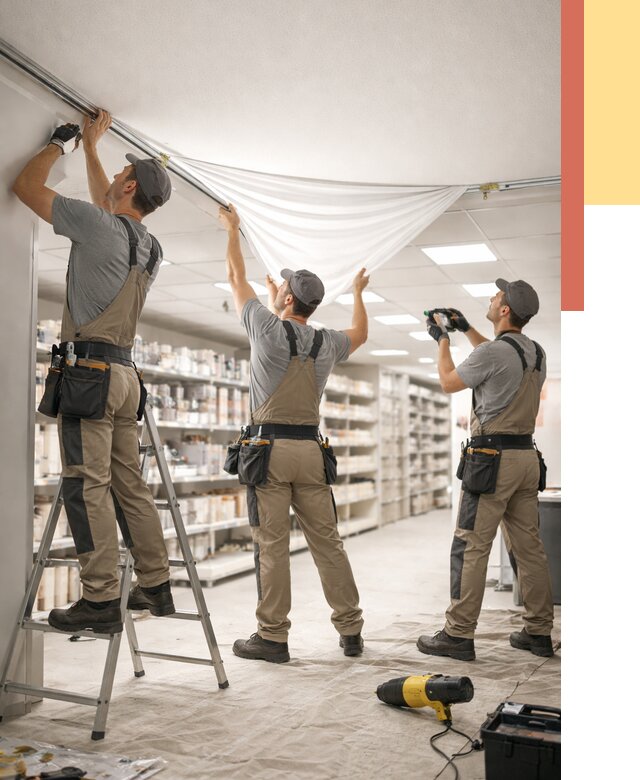 Монтаж натяжного потолка в магазине в Димитровграде от 4636 руб. быстро и недорого | ОТДЕЛОЧНИК-Дмт