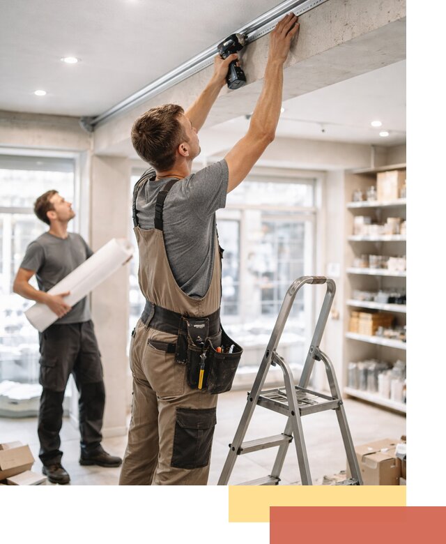 Монтаж натяжных потолков в магазине в Димитровграде