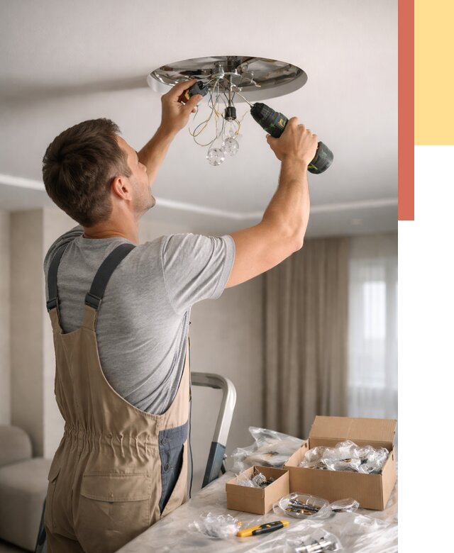 Установка люстры в натяжной потолок в Димитровграде от 1236 руб. | Быстро и недорого — ОТДЕЛОЧНИК-Дмт