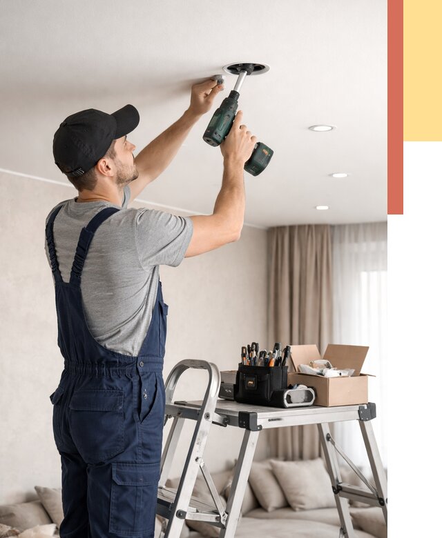 Установка и монтаж точечных светильников в натяжной потолок в Димитровграде от 1855 руб. | ОТДЕЛОЧНИК-Дмт